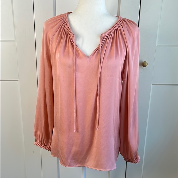 Kobi Halperin Payge V Neck Petal Pink Silk Blouse | Small - Picture 2 of 5